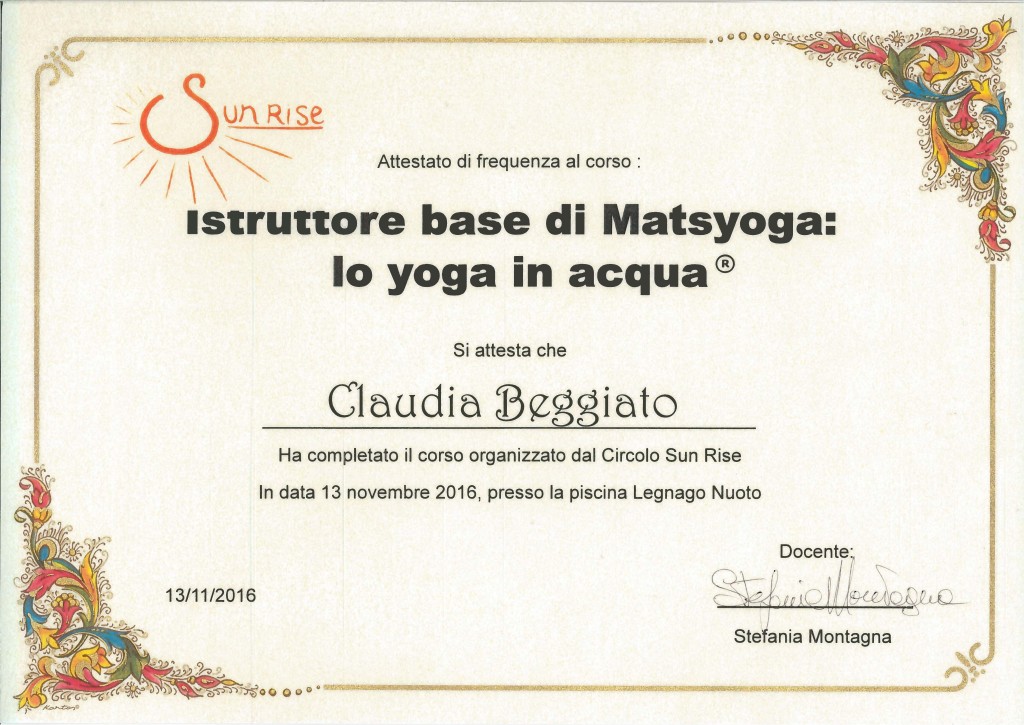 insegnante matsyoga yoga in acqua claudia beggiato