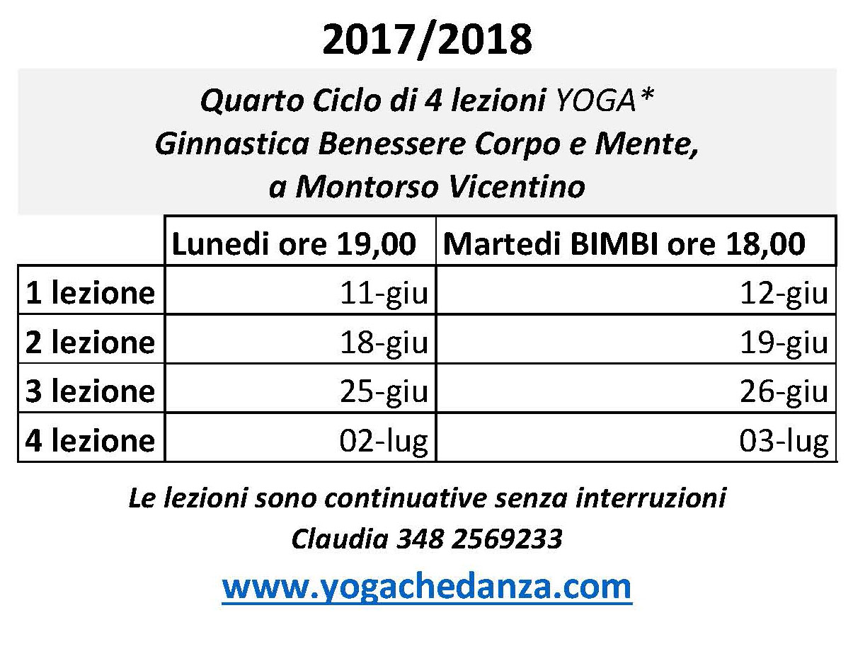 4° Ciclo corsi fino a Luglio 2018